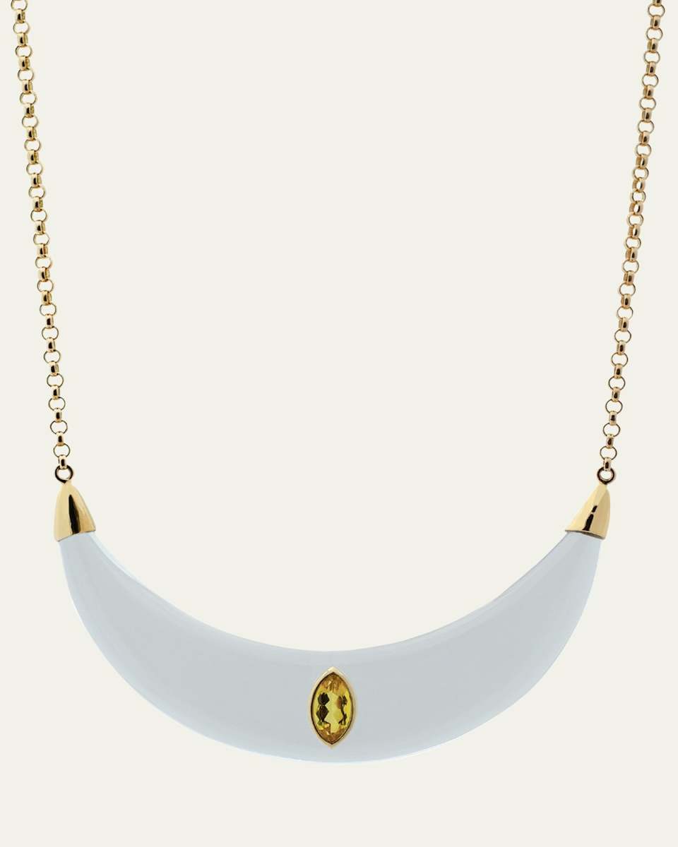18K Rock Crystal and Citrine Moon Necklace